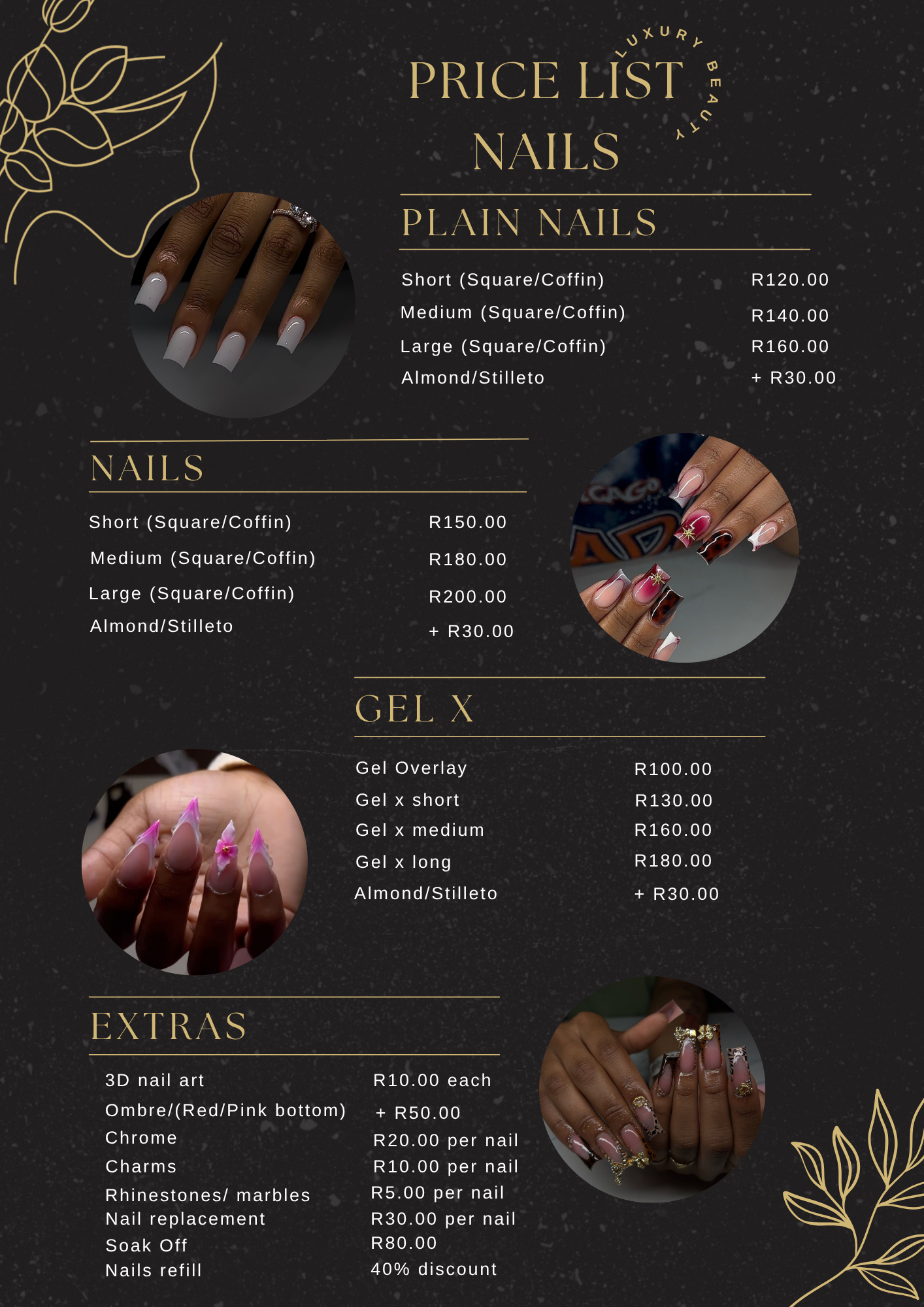 Luxe Beauty nails price list