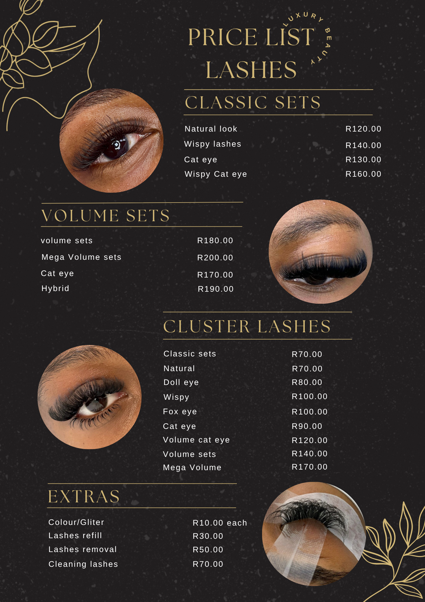 Luxe Beauty lashes price list